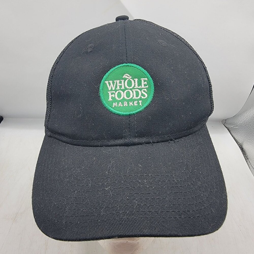 Whole Foods Market Black Green Trucker Hat Work Wear Casual Outdoors Lightweight